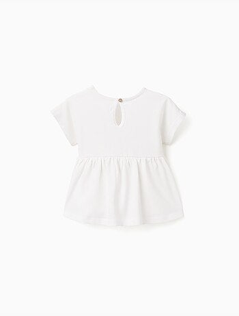 Camiseta de algodón con dobladillo con volantes