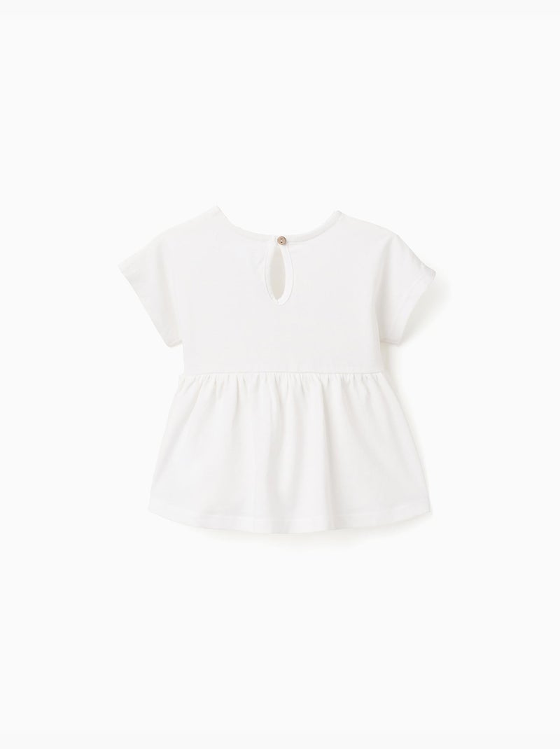 Camiseta de algodón con dobladillo con volantes Blanco - Kiabi