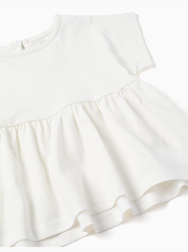 Camiseta de algodón con dobladillo con volantes Blanco - Kiabi