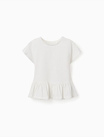 Camiseta de algodón con dobladillo con volantes