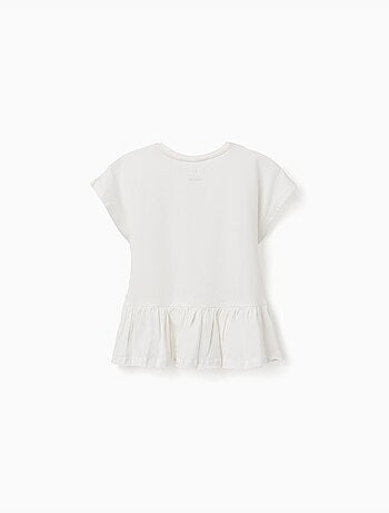 Camiseta de algodón con dobladillo con volantes