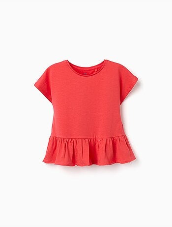 Camiseta de algodón con dobladillo con volantes