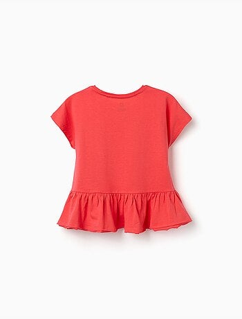 Camiseta de algodón con dobladillo con volantes