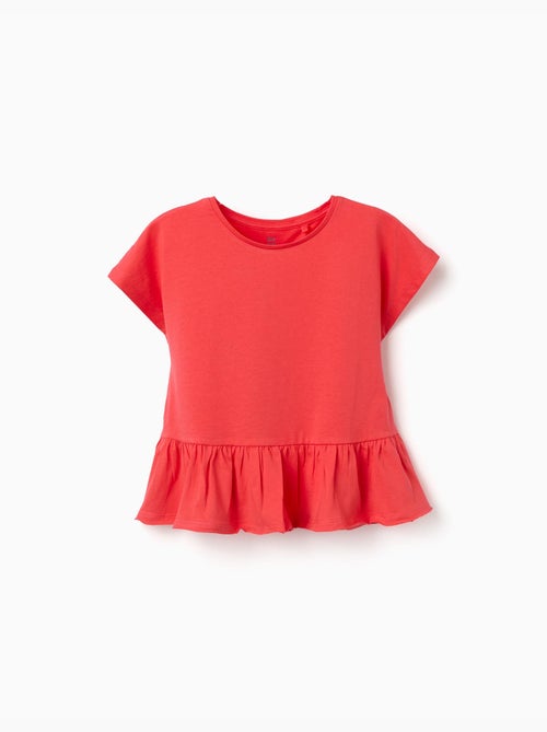 Camiseta de algodón con dobladillo con volantes - Kiabi