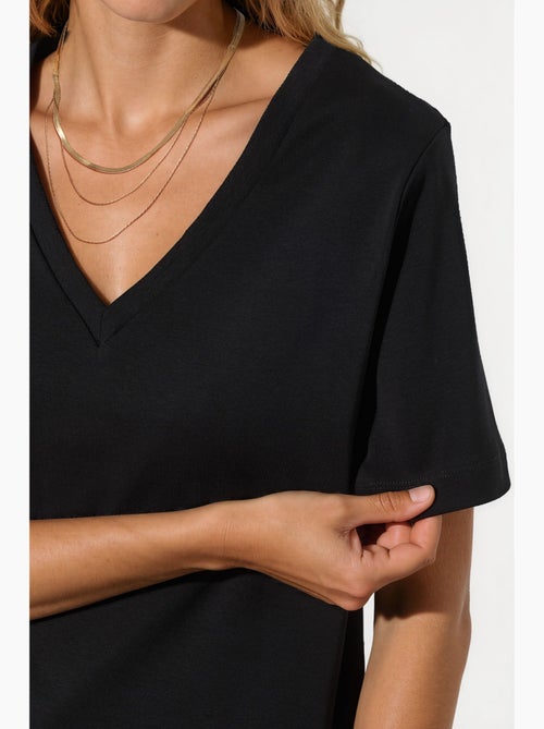 Camiseta de algodón con escote en v de corte regular y color liso busem - Kiabi