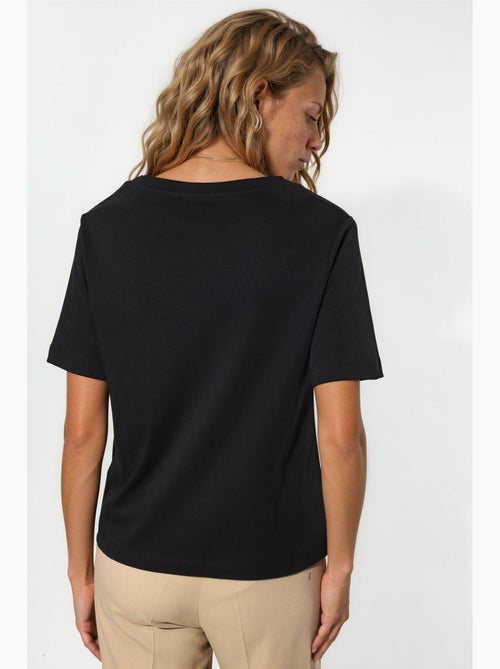 Camiseta de algodón con escote en v de corte regular y color liso busem - Kiabi