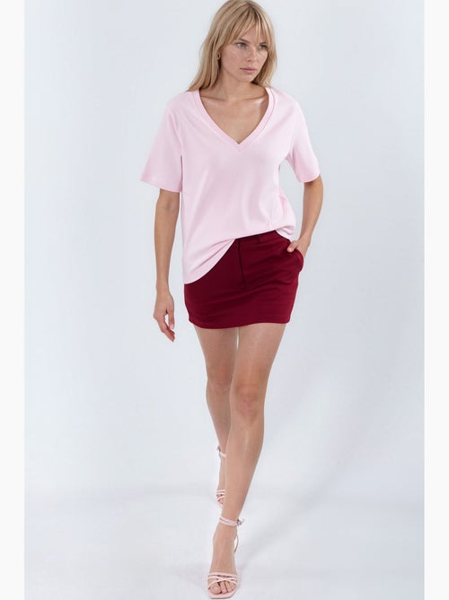 Camiseta de algodón con escote en v de corte regular y color liso busem - Kiabi