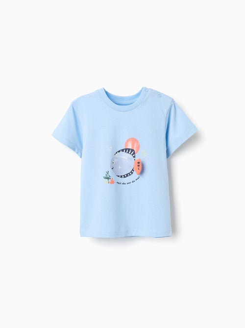 Camiseta de algodón con estampado 3D de pez - Kiabi