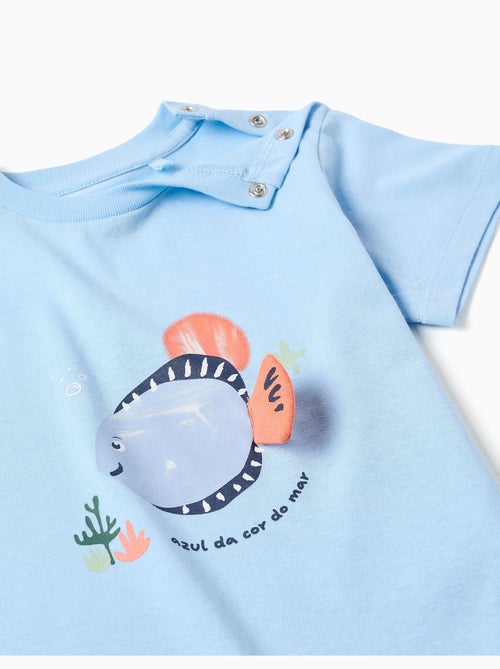 Camiseta de algodón con estampado 3D de pez - Kiabi