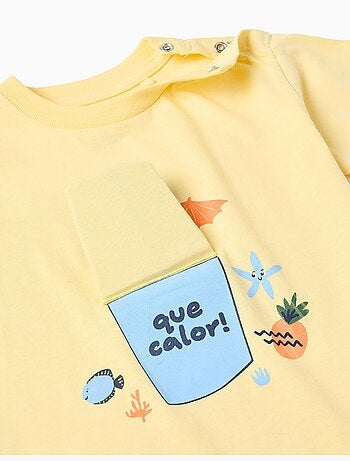 Camiseta de algodón con estampado 3D de pez