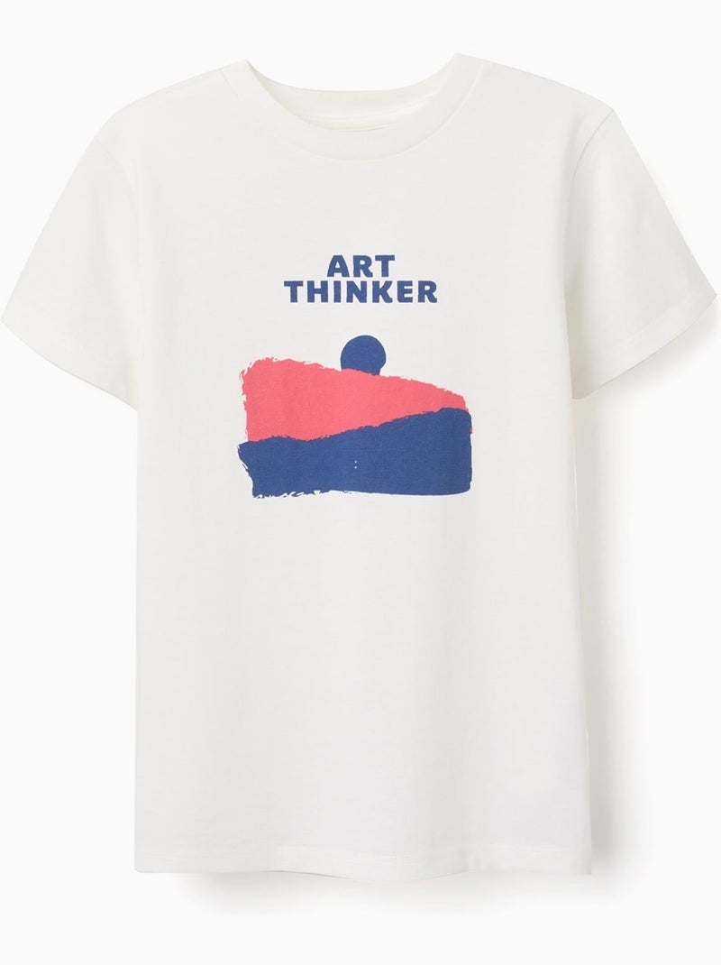 Camiseta de algodón con estampado Art Thinker Blanco - Kiabi