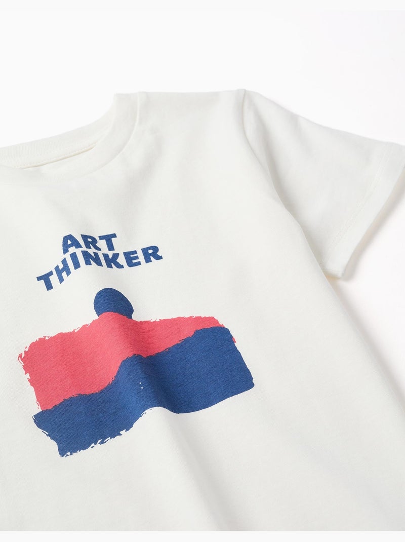 Camiseta de algodón con estampado Art Thinker Blanco - Kiabi