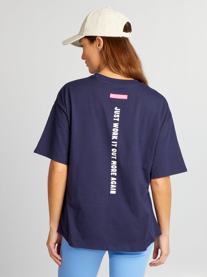 Camiseta de algodón con estampado AZUL - Kiabi