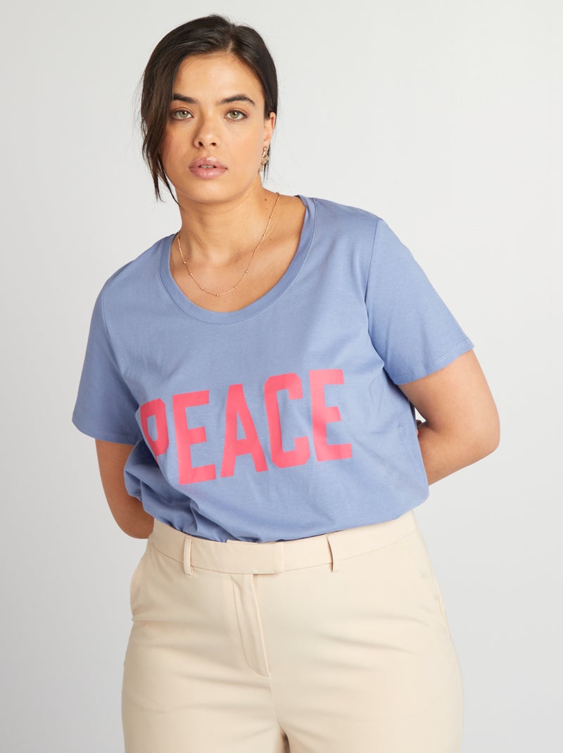 Camiseta de algodón con estampado AZUL - Kiabi
