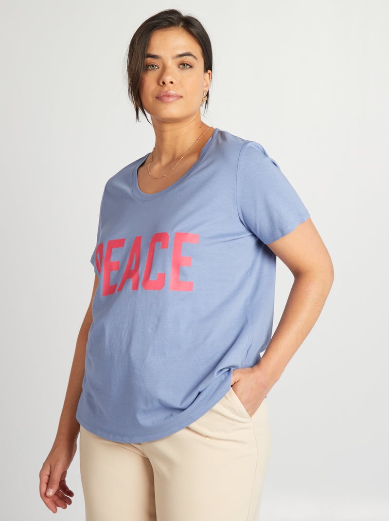 Camiseta de algodón con estampado AZUL - Kiabi