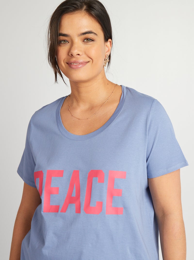 Camiseta de algodón con estampado AZUL - Kiabi