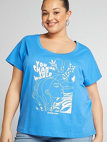  Camiseta básica de manga corta para mujer, cuello redondo,  bloque de color básico, Azul : Ropa, Zapatos y Joyería