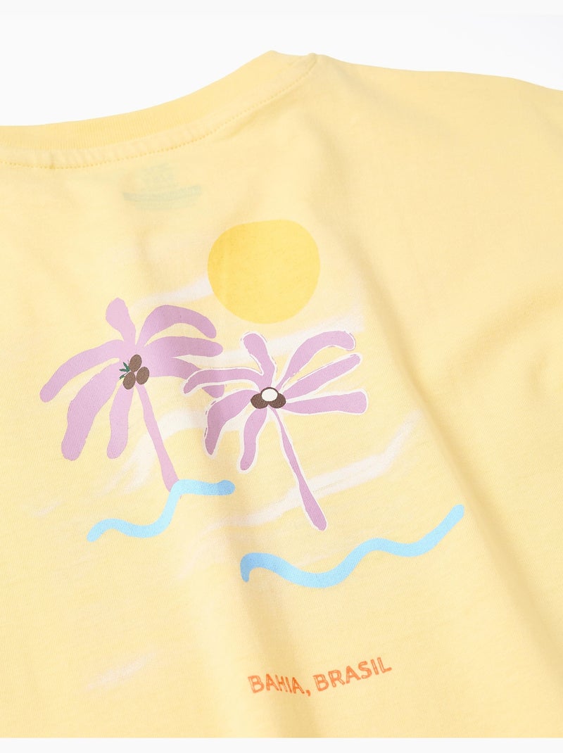 Camiseta de algodón con estampado Banho de Mar Amarillo claro - Kiabi