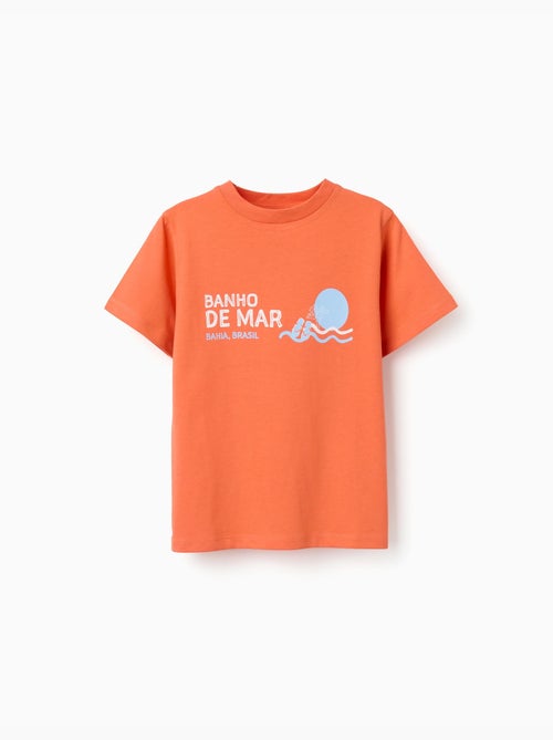 Camiseta de algodón con estampado Banho de Mar - Kiabi