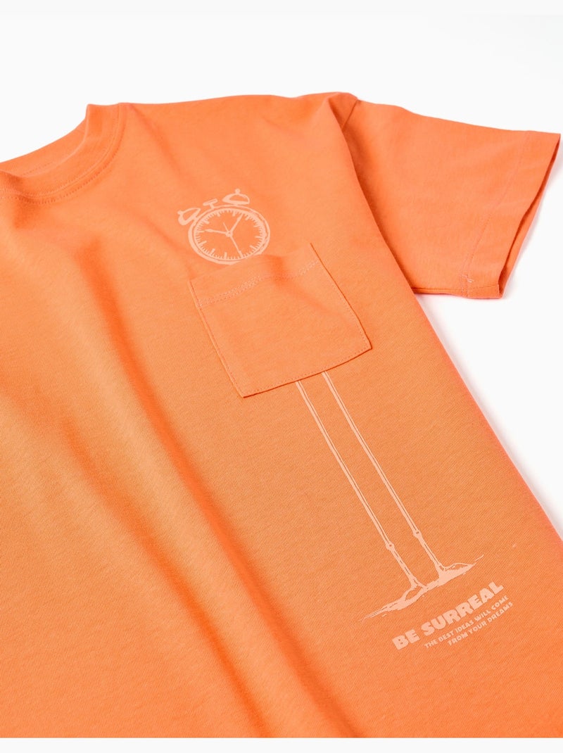 Camiseta de algodón con estampado Be Surreal Negro Naranja - Kiabi
