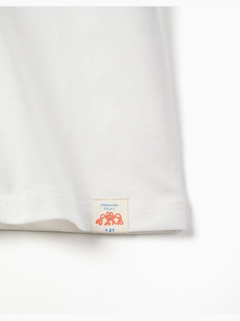 Camiseta de algodón con estampado Carolina Celas x Zippy Blanco - Kiabi
