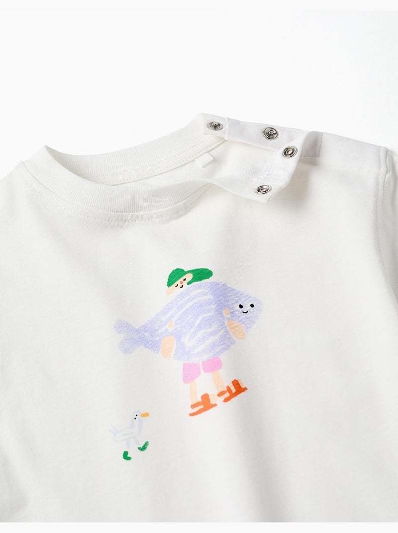 Camiseta de algodón con estampado Carolina Celas x Zippy Blanco - Kiabi