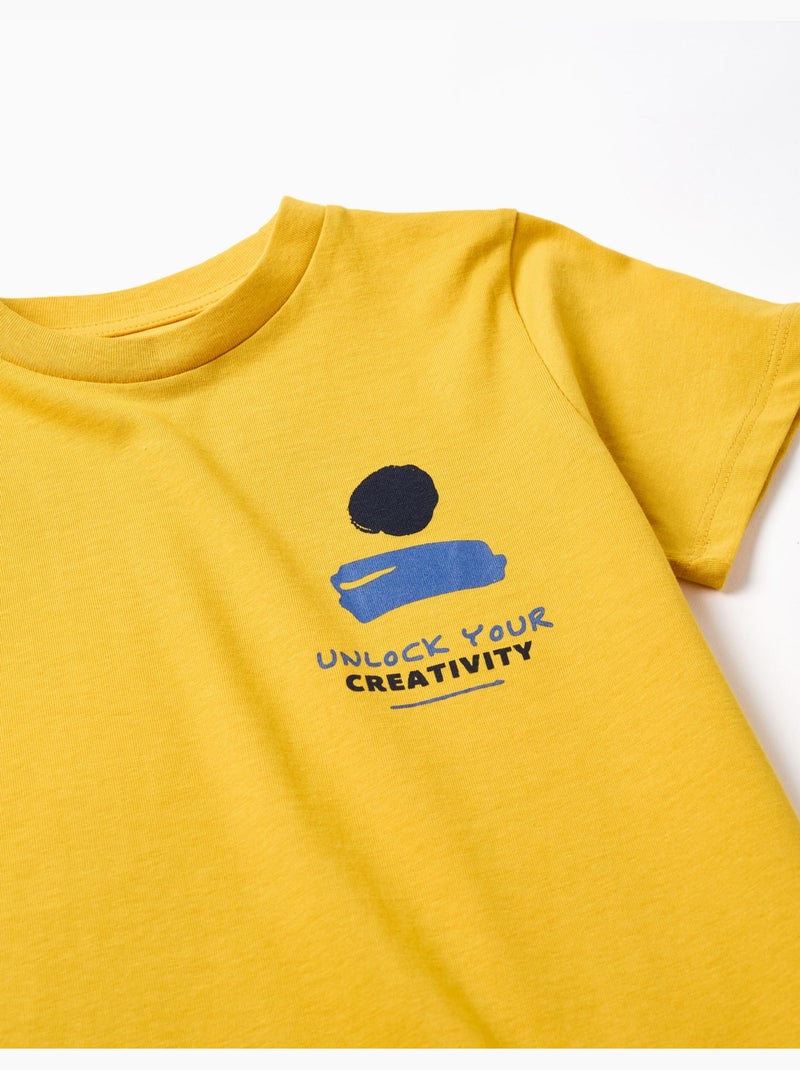 Camiseta de algodón con estampado Creativity Amarillo oscuro - Kiabi