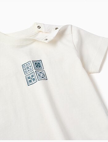 Camiseta de algodón con estampado de azulejos