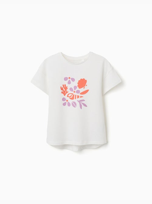Camiseta de algodón con estampado de conchas y hombros caídos - Kiabi Camiseta de algodón con estampado de conchas y hombros caídos - Kiabi