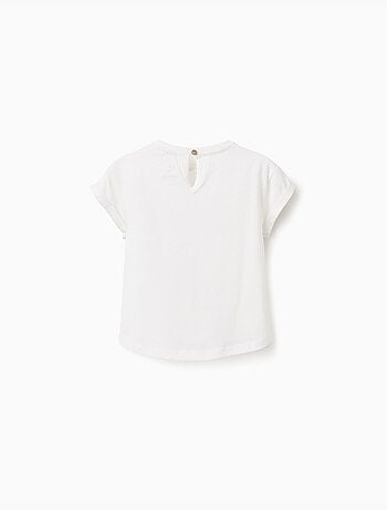 Camiseta de algodón con estampado de croché en el pecho
