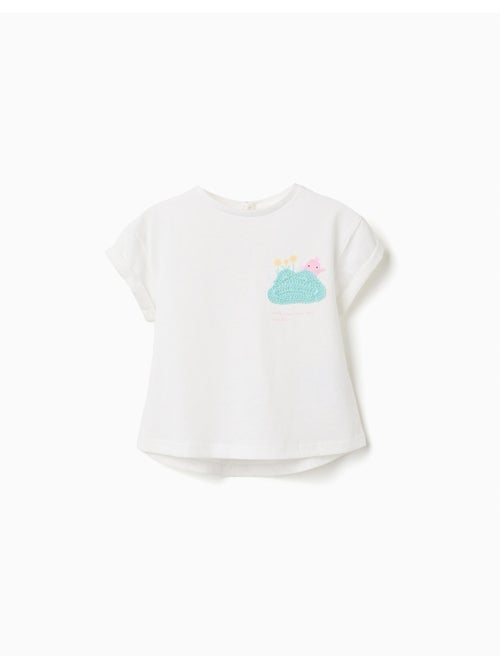 Camiseta de algodón con estampado de croché en el pecho - Kiabi Camiseta de algodón con estampado de croché en el pecho - Kiabi