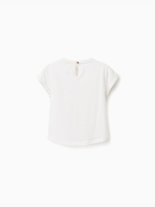 Camiseta de algodón con estampado de croché en el pecho - Kiabi Camiseta de algodón con estampado de croché en el pecho - Kiabi