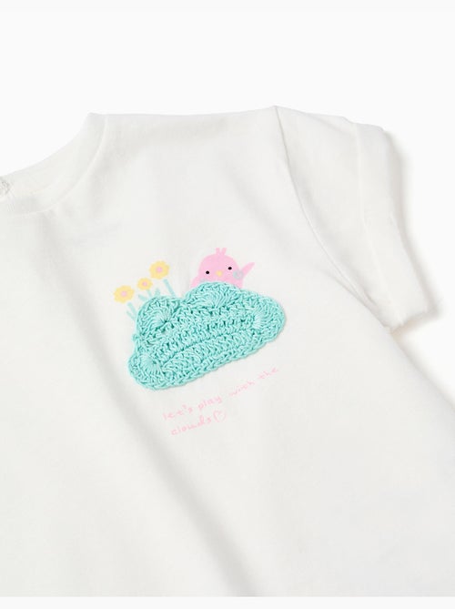 Camiseta de algodón con estampado de croché en el pecho - Kiabi Camiseta de algodón con estampado de croché en el pecho - Kiabi