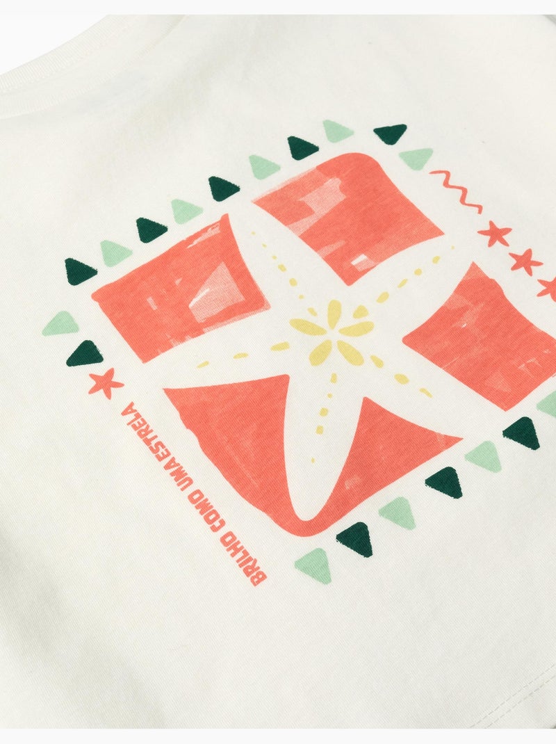 Camiseta de algodón con estampado de estrella de mar Blanco - Kiabi