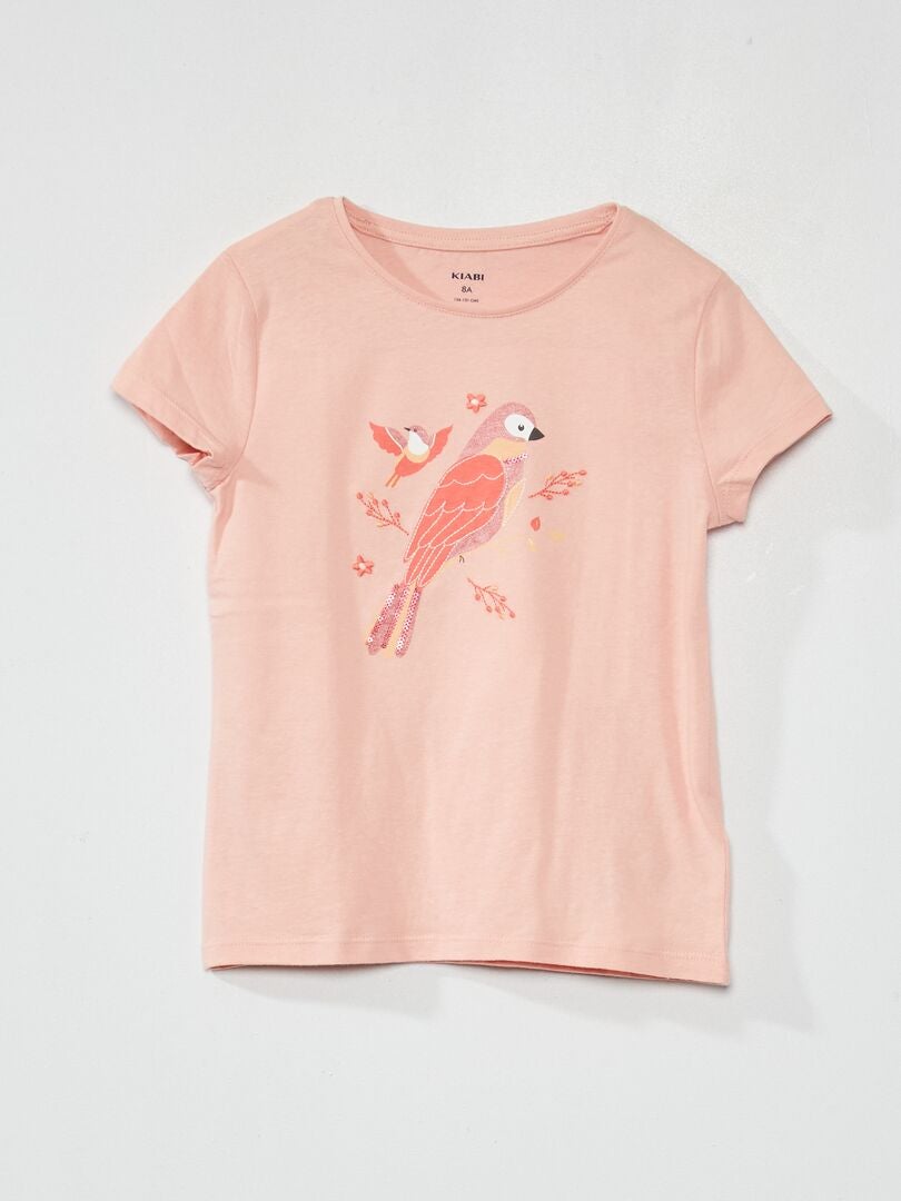 Camiseta de algodón con estampado de fantasía ROSA - Kiabi