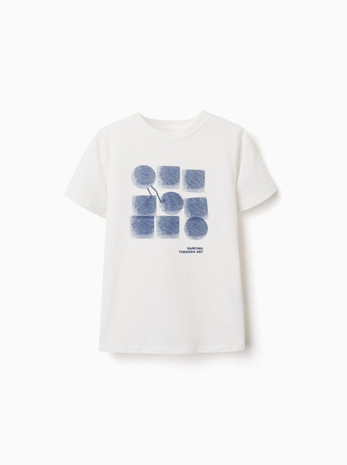 Camiseta de algodón con estampado de formas - Kiabi