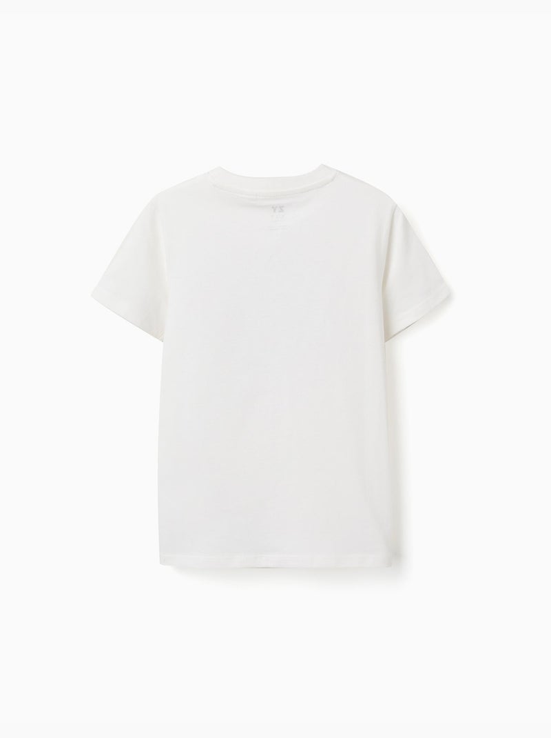 Camiseta de algodón con estampado de formas Blanco - Kiabi