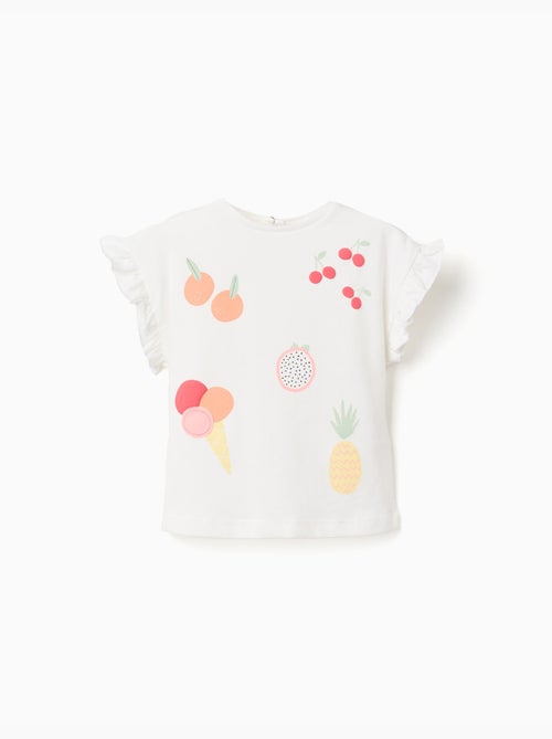 Camiseta de algodón con estampado de frutas y helado - Kiabi