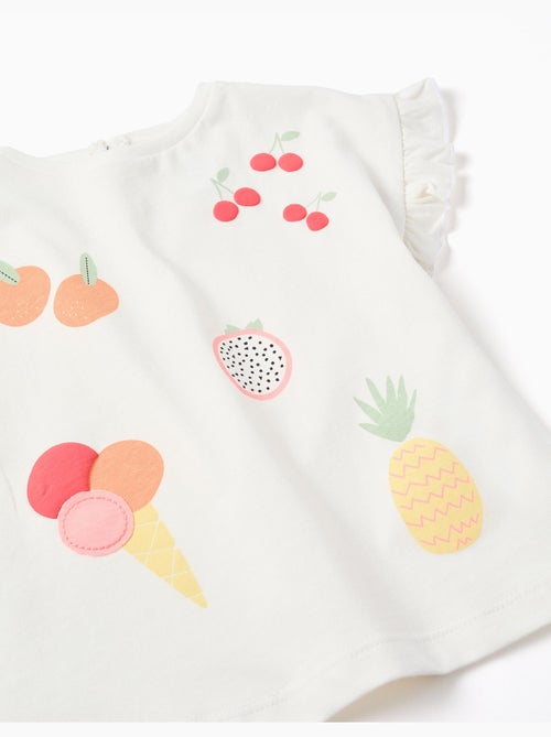 Camiseta de algodón con estampado de frutas y helado - Kiabi