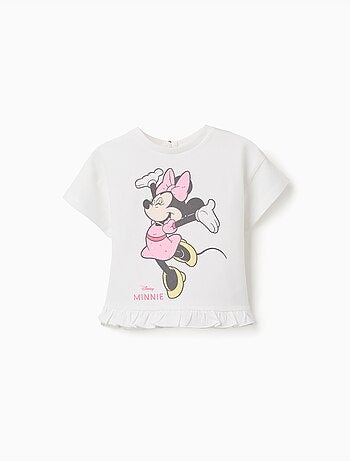 Camiseta de algodón con estampado de Minnie y volantes