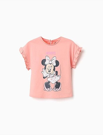 Camiseta de algodón con estampado de Minnie y volantes