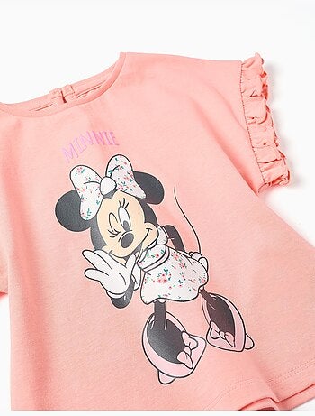 Camiseta de algodón con estampado de Minnie y volantes