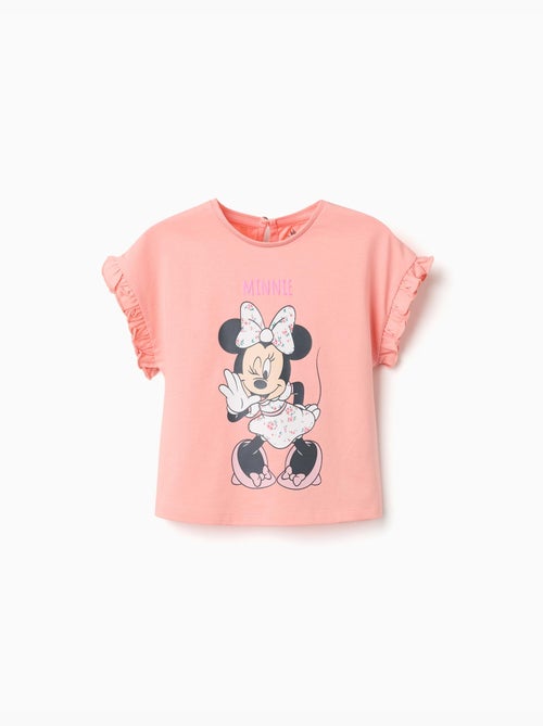 Camiseta de algodón con estampado de Minnie y volantes - Kiabi