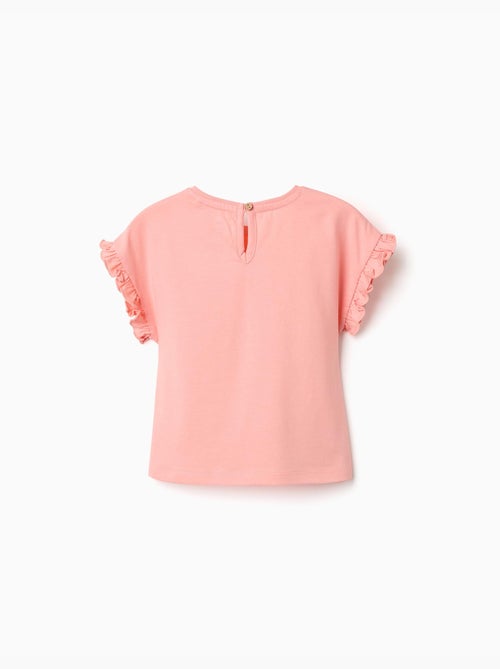 Camiseta de algodón con estampado de Minnie y volantes - Kiabi