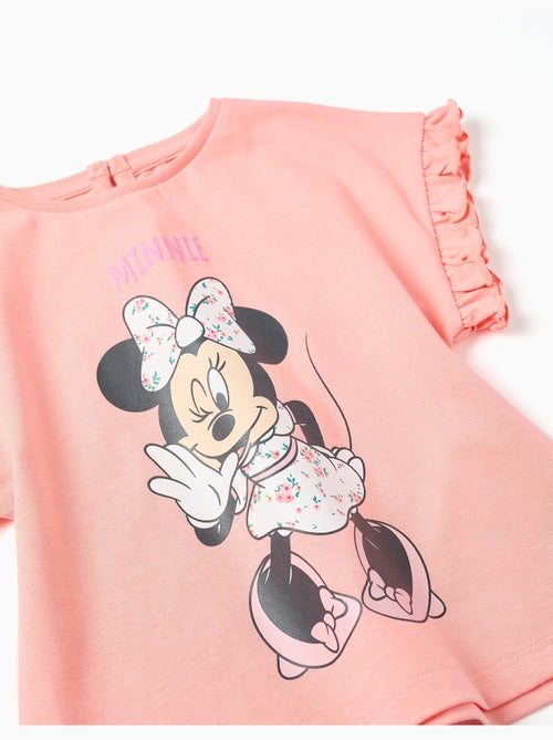 Camiseta de algodón con estampado de Minnie y volantes - Kiabi