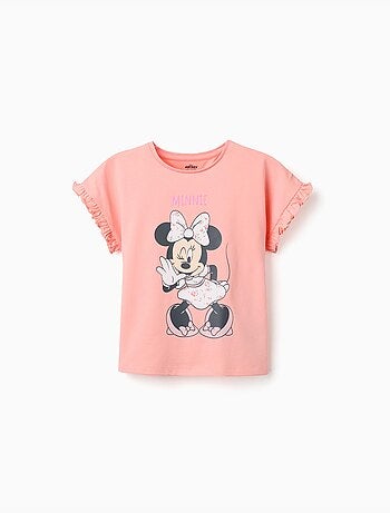 Camiseta de algodón con estampado de Minnie y volantes