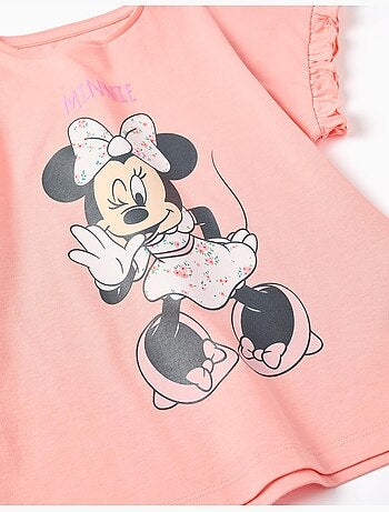 Camiseta de algodón con estampado de Minnie y volantes