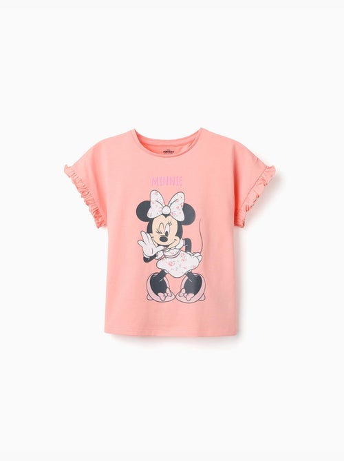 Camiseta de algodón con estampado de Minnie y volantes - Kiabi