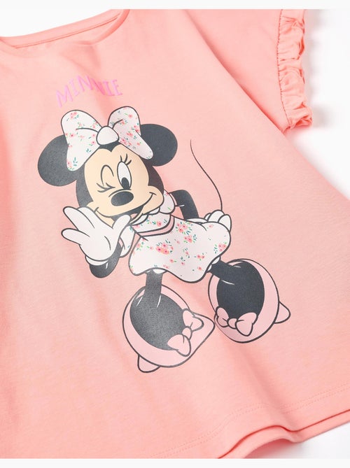 Camiseta de algodón con estampado de Minnie y volantes - Kiabi