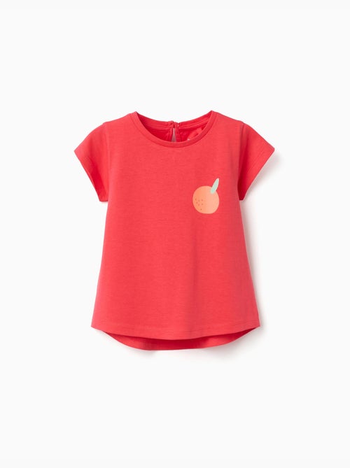 Camiseta de algodón con estampado de naranja - Kiabi